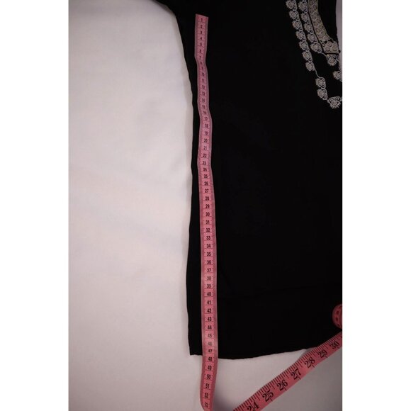 New York & Company Black Tunic with Silver Embellishments Boho Style Size Large - Picture 7 of 8